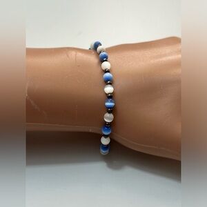 Sterling Silver 925 Jordan Multicolored Beaded Bracelet Signed Stunning 7.5in